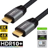Qnected® HDMI 2.1 kabel 5 meter - Certified - 4K 120Hz & 144Hz, 8K 60Hz Ultra HD - PS5, Xbox Series X & S - Graphite Grey