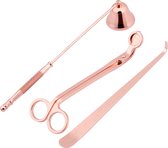 Coolty 3 stks Kaars Accessoire Tool Set, Kaars Care Kit Inclede Kaars Snuffer, Wick Trimmer en Wick Dipper Roestvrij (Rose Goud)