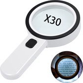 Vergrootglas - Vergrootglas met licht - 30X verlicht groot vergrootglas - Handheld - 12 LED verlicht vergrootglas - voor senioren Lezen - solderen - munten - sieraden - maculaire degeneratie - verkennen