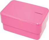 TAKENAKA Bento Nibble Box Raspberry Pink milieuvriendelijke lunchbox gemaakt in Japan, BPA- & rietvrij, 100% recyclebaar plastic flesgebruik, magnetron- en vaatwasmachinebestendig, Bentobox rechthoekig L165x108xH90mm (Frambozenroze * band: Oranje)