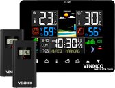 Vendico® Weerstation Binnen En Buiten,Incl. Buitensensor - Met Touch Buttons - Draadloos weerstation met 1 extra sensor