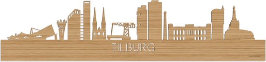 Skyline Tilburg Bamboe hout - 80 cm - Woondecoratie - Wanddecoratie - Meer steden beschikbaar - Woonkamer idee - City Art - Steden kunst - Cadeau voor hem - Cadeau voor haar - Jubileum - Trouwerij - WoodWideCities