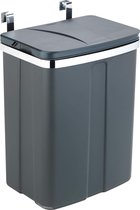 Poubelle à porte (12) gris - Prullenbak pour placard, poubelle pour cuisine, capacité : 12 l, polypropylène, 26 x 34 x 17 cm, gris
