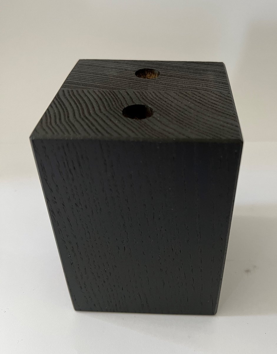 Set van 4 houten meubelpoten Zwart Eiken 12 cm hoogte 7x7 cm met schroeven Boxspring bedden banken