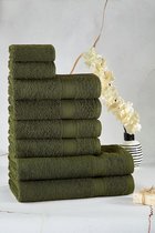 Handdoekenset, groen, donkergroen, 100 katoen, 8-delig, 2 badhanddoeken, 2 x gastendoekjes, zacht en absorberend, kleur: groen