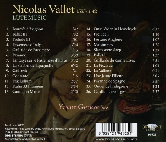 Yavor Genov - Vallet: Lute Music (CD)