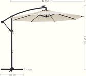 Signature Home parasol met LED-zonneverlichting - zweefparasol met standaard - 32 LED-lampjes - Ø 300 cm - UV-bescherming tot UPF 50+ - beige
