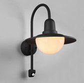 Olucia Rolin - Klassieke Buiten wandlamp met bewegingssensor - Glas/Aluminium - Zwart