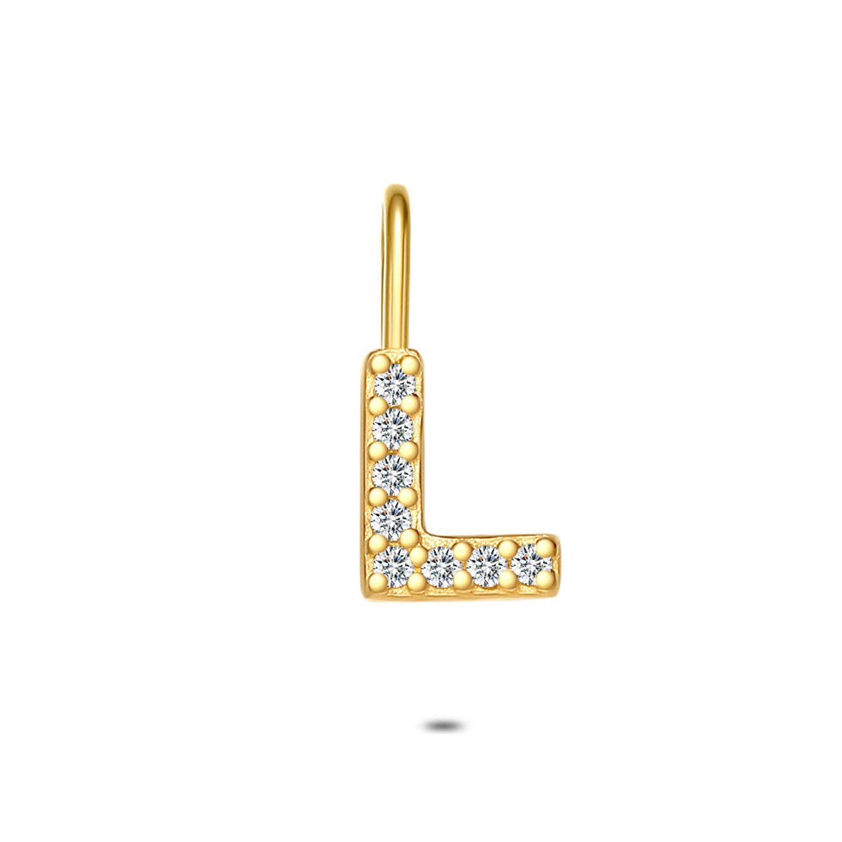 Twice As Nice Hanger in 18kt verguld zilver, letter L met steentjes