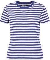 Urban Classics - Regular Striped Dames T-shirt - XL - Wit/Blauw