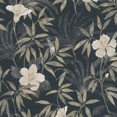 Papier peint Fleurs Profhome 380282-GU papier peint intissé légèrement texturé avec motif floral brun mat gris noir 5,33 m2