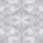 3D behang Profhome 386922-GU vliesbehang hardvinyl warmdruk in reliëf licht gestructureerd in caleidoscoop ontwerp glanzend grijs lichtgrijs zilver 5,33 m2