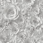 Papier peint 3D Profhome 387181-GU papier peint intissé gaufré à chaud lisse avec motif graphique blanc gris mat 5,33 m2