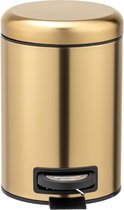 Cosmetische Pedaalemmer Leman Gold Mat 3 L Cosmetica-Emmer, Vuilnisemmer met Anti-Vingerafdruk Inhoud: 3 L, Roestvrij Staal, 17 x 25 x 22,5 cm, Goud