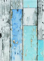 Decoratie plakfolie houten planken look blauw/grijs 45 cm x 2 meter zelfklevend - Decoratiefolie - Meubelfolie