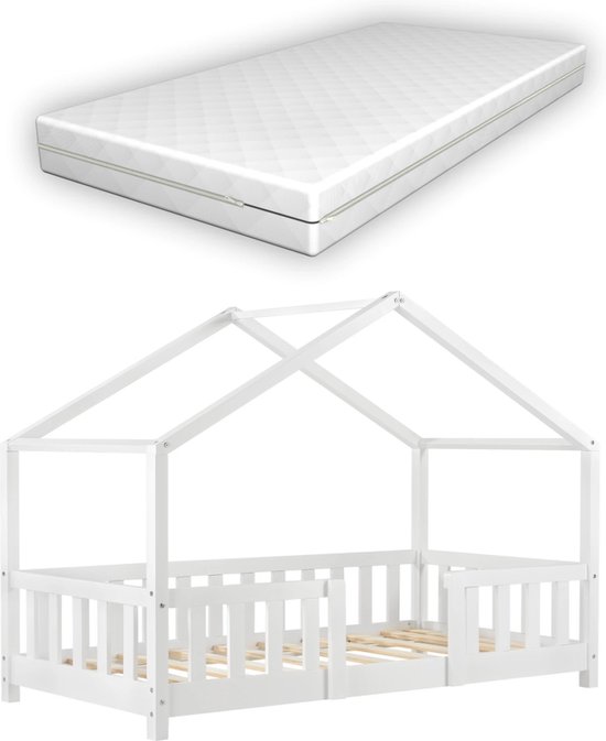 In And OutdoorMatch Kinderbed Winnifred - Met matras - 80x160 cm - Wit - Voor meisjes - Voor jongens