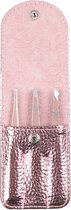 Beauty Tools - Pincet set van 3 met wenkbrauw-, splinter- & combinatiepincet - Roze