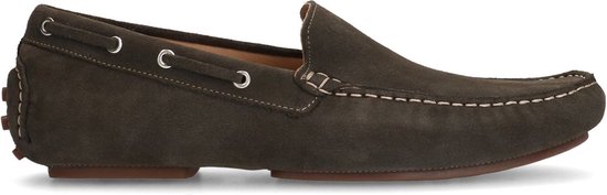 Manfield - Heren - Groene suède loafers - Maat 42