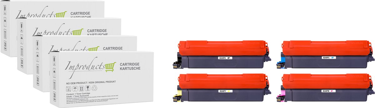 Improducts® TN248 XL Toner Geschikt voor Brother TN-248 TN-248XL Multipack BK C M Y - 4 kleuren Extra Hoge Capaciteit
