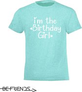 Be Friends T-Shirt - Birthday girl - Kinderen - Mint groen - Maat 6 jaar