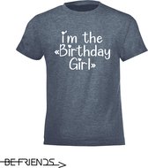 Be Friends T-Shirt - Birthday girl - Kinderen - Denim - Maat 2 jaar