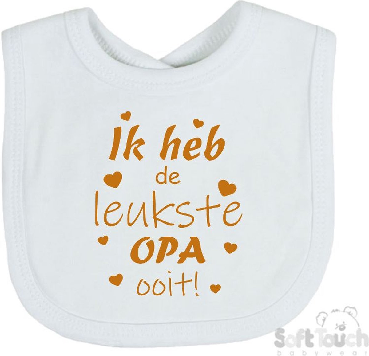 Goedkoopste Soft Touch Slabber Slabbetje Slab Ik heb de leukste OPA ooit! Vaderdag Unisex Katoen Wit/tan Maat 33x22 Cm