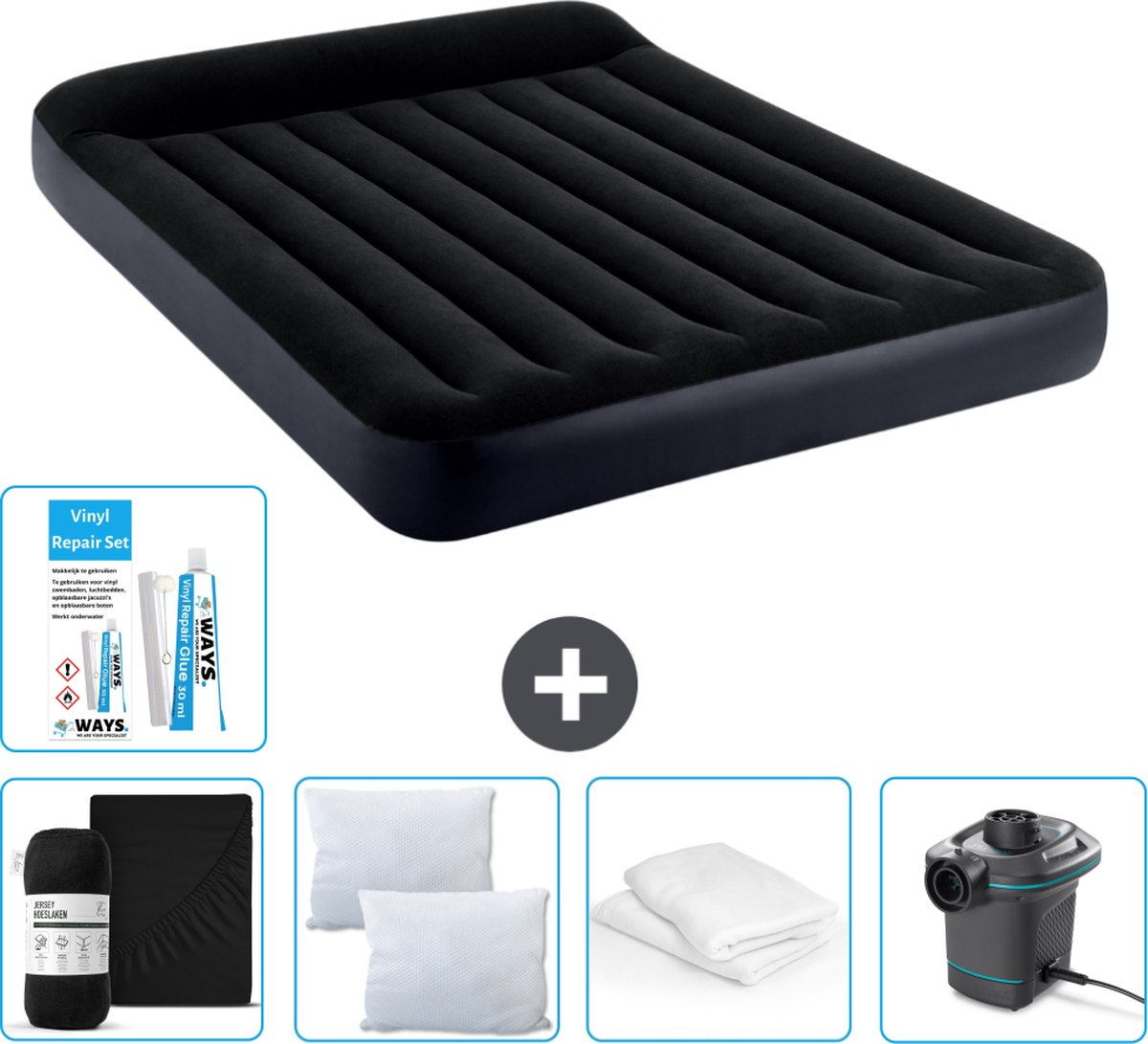 Intex Luchtbed - 2-Persoons - 152 x 203 x 25 cm - Donkerblauw - Inclusief Accessoires CB6