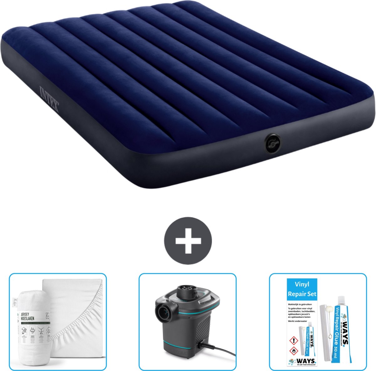 Intex Luchtbed - Twijfelaar - 137 x 191 x 25 cm - Blauw - Inclusief Accessoires CB4