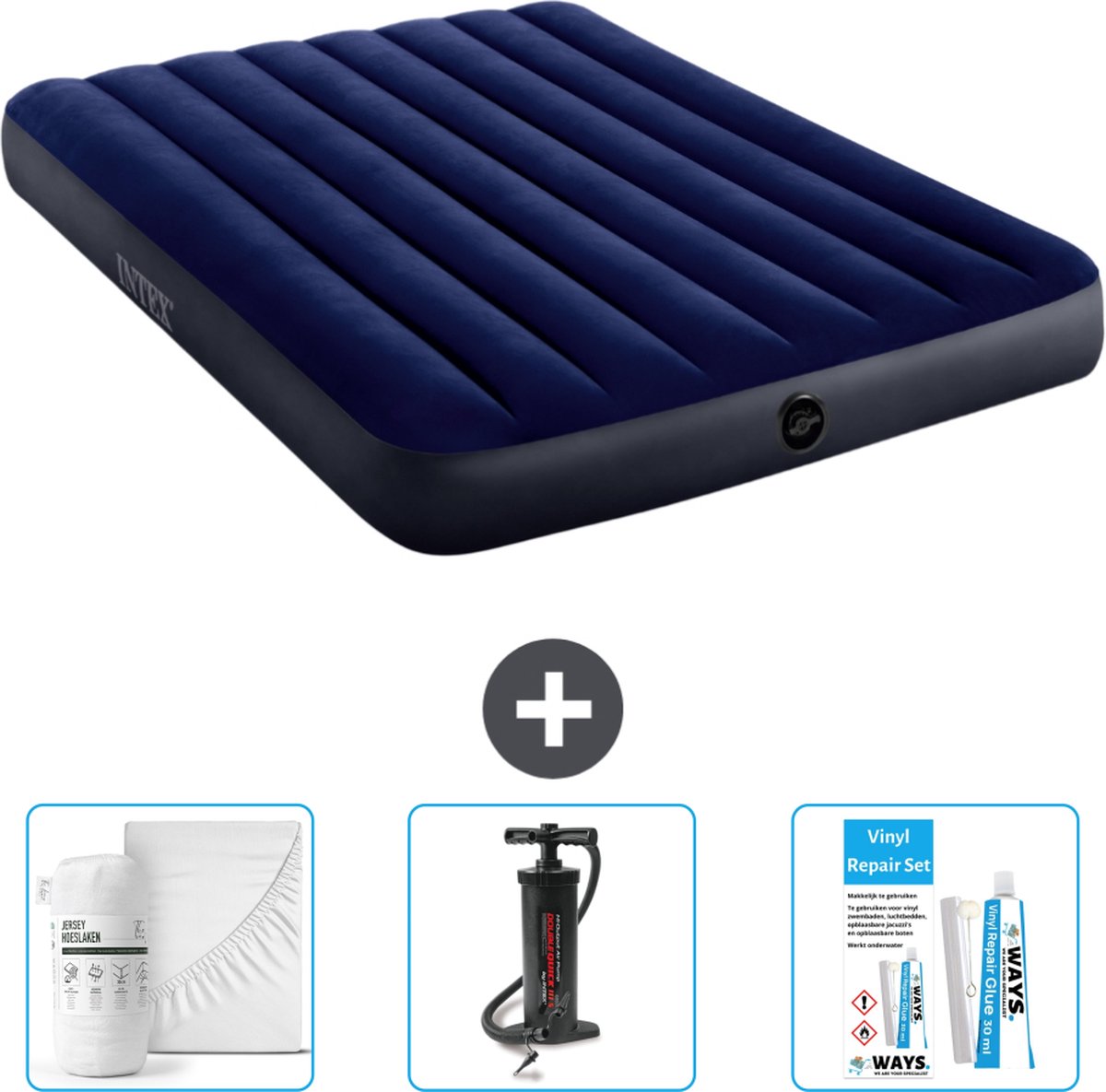 Intex Luchtbed - Twijfelaar - 137 x 191 x 25 cm - Blauw - Inclusief Accessoires CB3