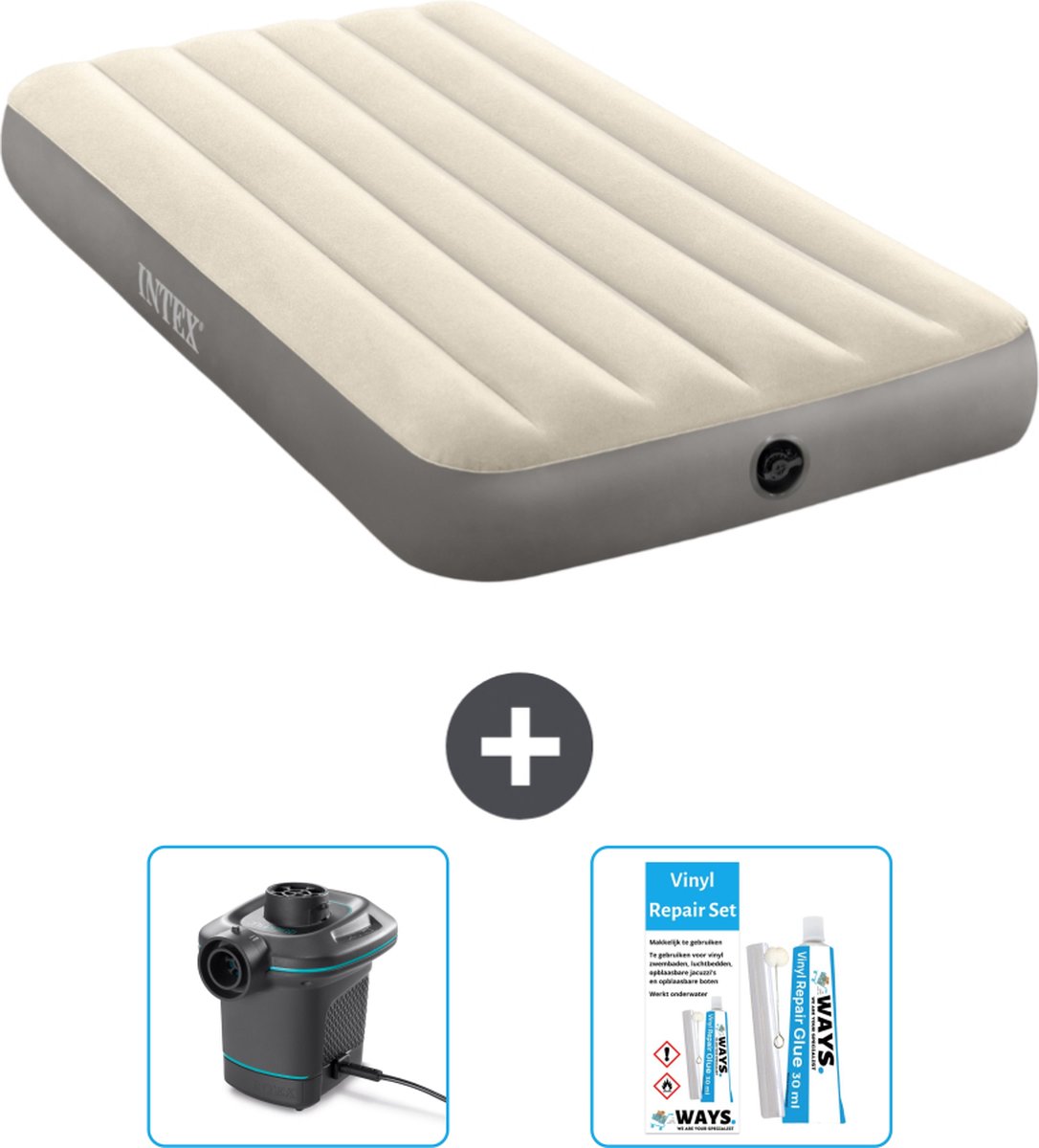 Intex Luchtbed - 1-Persoons - 99 x 191 x 25 cm - Beige - Inclusief Accessoires CB14