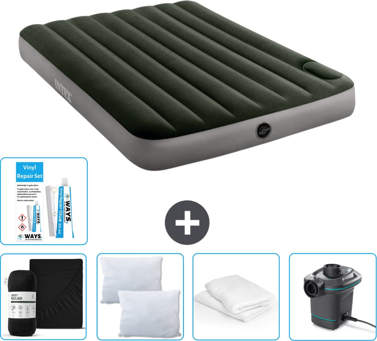 Intex Luchtbed - Twijfelaar - 137 x 191 x 25 cm - Groen - Accessoires CB6