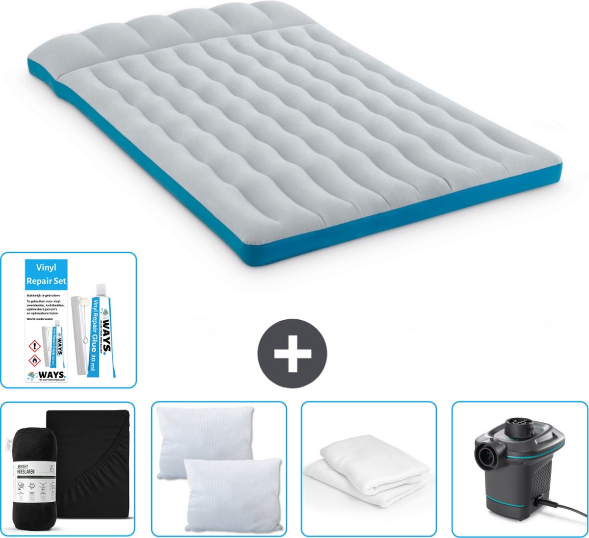 Intex Campingmat - 2-Persoons - 127 x 193 x 24 cm - Blauw - Inclusief Accessoires CB6