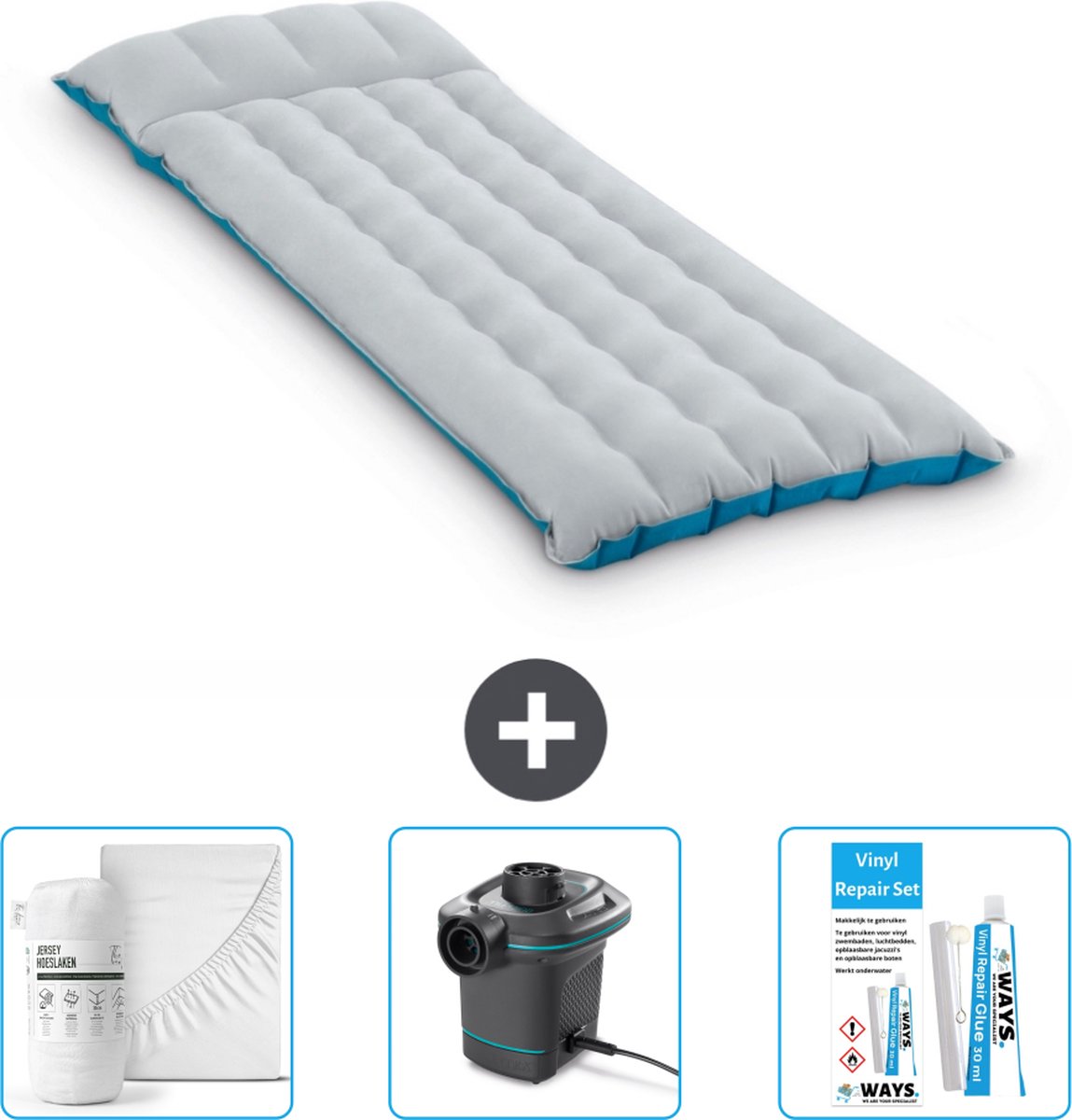 Intex Campingmat - 1-Persoons - 67 x 184 x 17 cm - Blauw - Inclusief Accessoires CB4