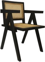 Eetkamer stoel - 56x52x83 - Zwart/naturel - Mahonie/rotan