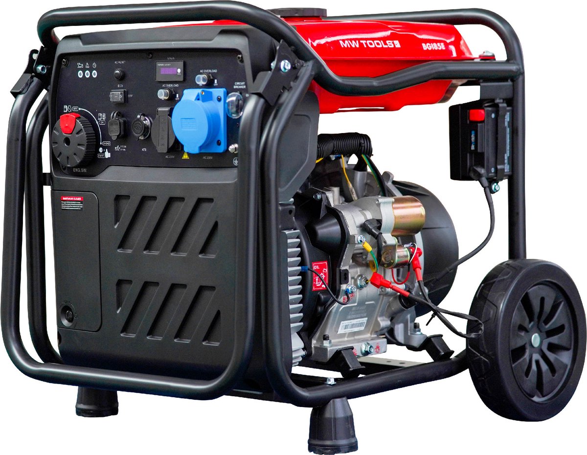 Benzine inverter generator 8,5 kW 230 V met elektrische start en ATS stekker MW Tools BGI85E