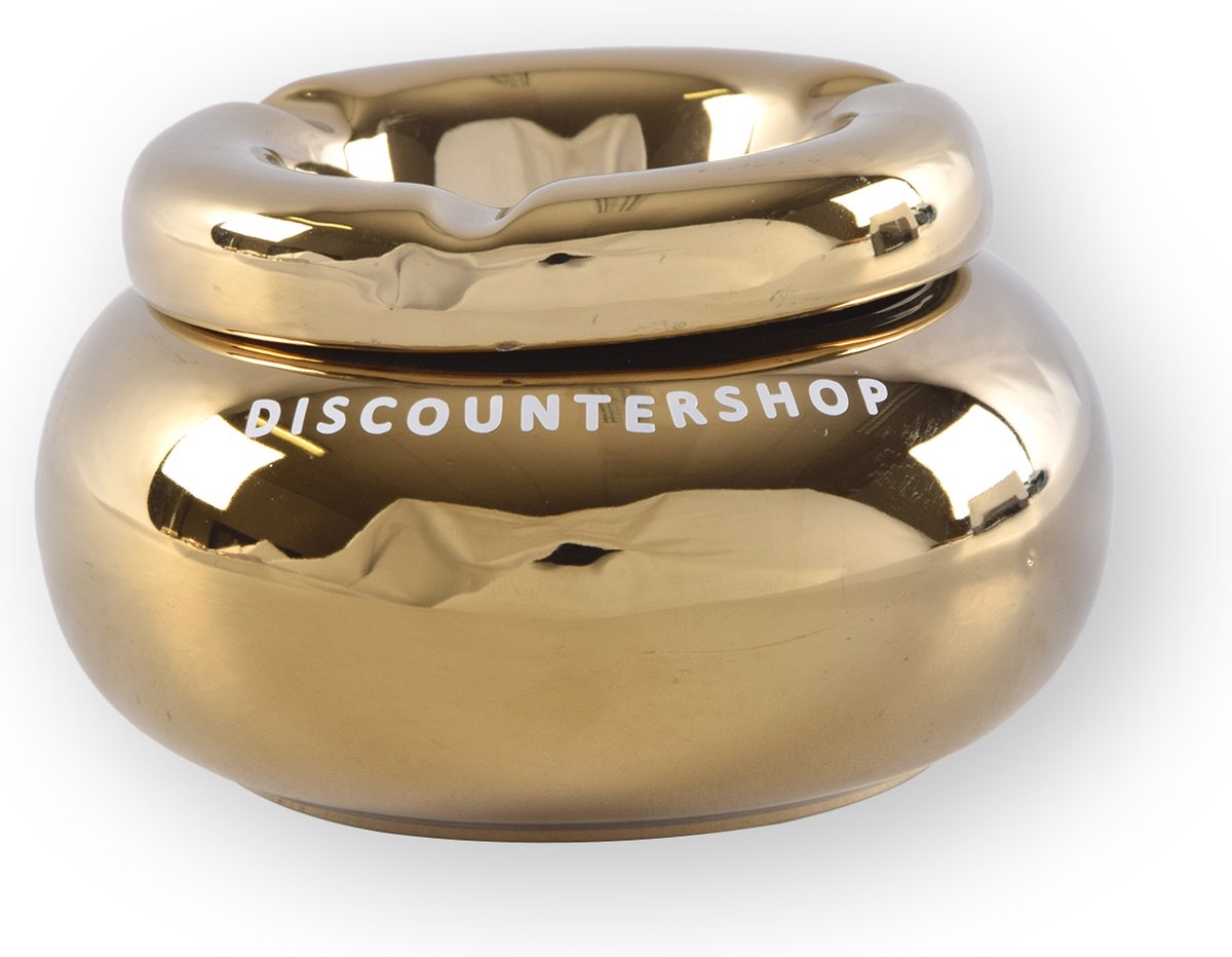 Goedkoopste Discountershop Stijlvolle Stormasbak van Keramiek - Dolomiet - Goudkleurig - Diameter 11cm Hoogte 6cm – Gebruikt als Paasdecoratie & Kerstdecoratie