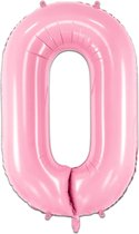 LUQ - Cijfer Ballonnen - Cijfer Ballon 0 Jaar Roze XL Groot - Helium Verjaardag Versiering Feestversiering Folieballon