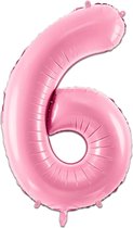 LUQ - Cijfer Ballonnen - Cijfer Ballon 6 Jaar Roze XL Groot - Helium Verjaardag Versiering Feestversiering Folieballon