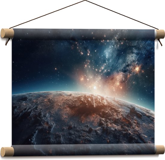Textielposter - Ruimte - Planeet - Sterren - 40x30 cm Foto op Textiel