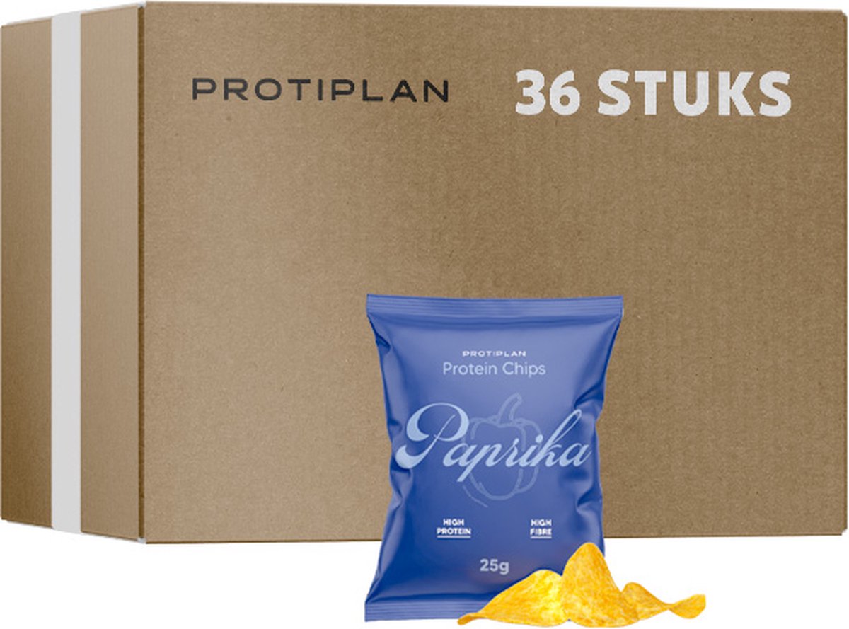 Goedkoopste Protiplan | Chips Paprika | 36 stuks | 36 x 25 gram | Low carb snack | Eiwitrepen | Koolhydraatarme sportvoeding | Afslanken met Proteïne repen | Snel afvallen zonder hongergevoel!