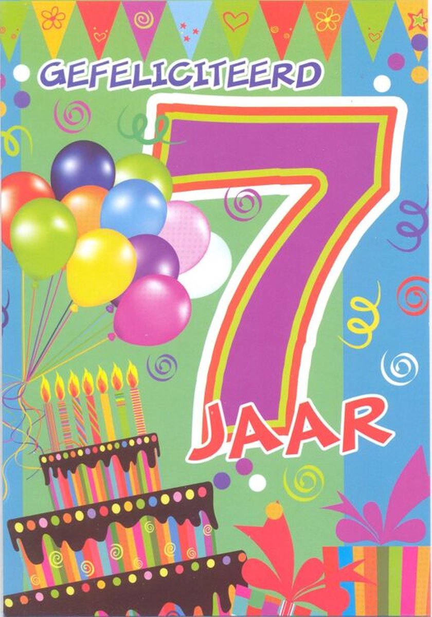Wenskaart Gefeliciteerd 7 Jaar - Gratis verzonden