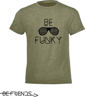 Be Friends T-Shirt - Be Funky - Kinderen - Kaki - Maat 10 jaar