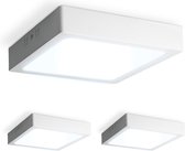 Set van 3 Carolina opbouwspots vierkant - 12 Watt 1160 Lumen - Wit - 6500K daglicht wit - LED downlight - IP20 stofdicht - 160mm