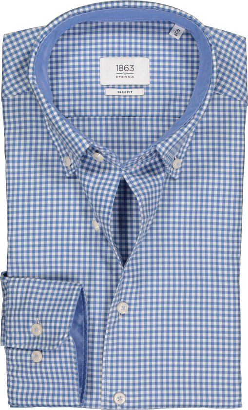 ETERNA 1863 slim fit casual Soft tailoring overhemd - twill heren overhemd - geruit - Strijkvriendelijk - Boordmaat: 38