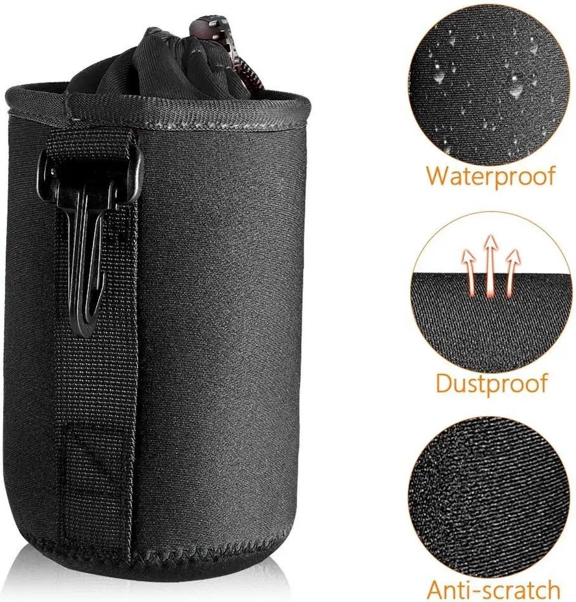 DutchOptics camera lens tas pouch Maat M voor Canon Sony Nikon Pentax Olympus Fuji Tamron Sigma Tokina