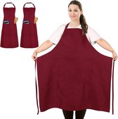 2 stuks plus size schort, kookschort, koken werkschort met 2 zakken, professioneel schort (groter formaat), rood