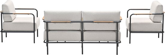 Ensemble de salon Garden Impressions Lisboa - 4 pièces - noir carbone - sable du désert - aspect teak