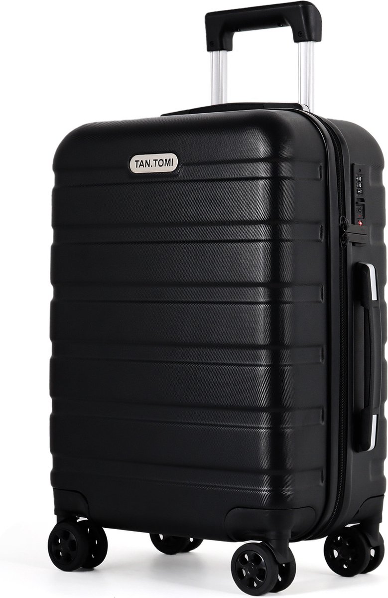 TAN.TOMI Handbagage Koffer - 41L Reiskoffer met 4 wielen - Handbagage Ruimbagage - Cijferslot - Reiskoffer - Trolley Koffer met Wielen - Zwart