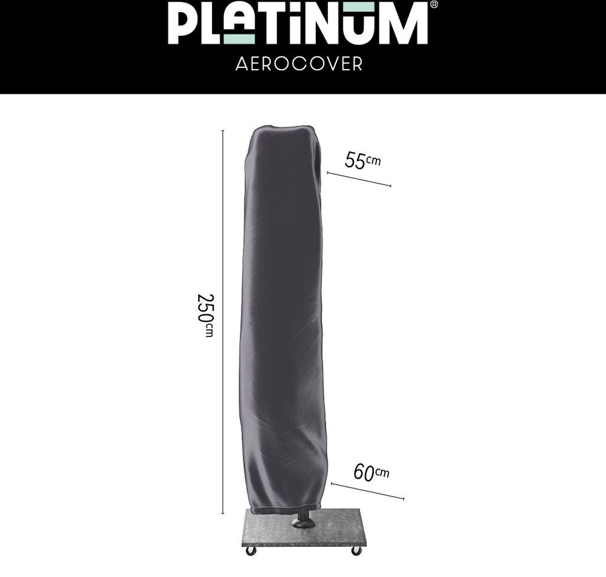 4 Seasons Outdoor Siesta Premium zweefparasol 300 x 300 cm met voet en hoes - charcoal