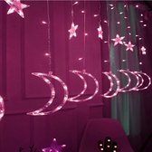 Ramadan Gordijn Maan Met Lichtjes 3.5 x 1.0 Meter - Roze - LED